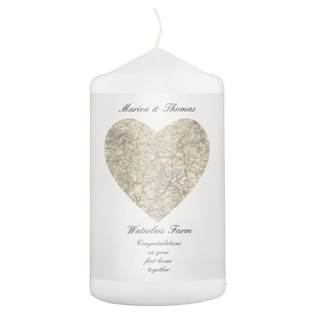 Personalised 1896 - 1904 Revised New Heart Map Pillar Candle £11.69